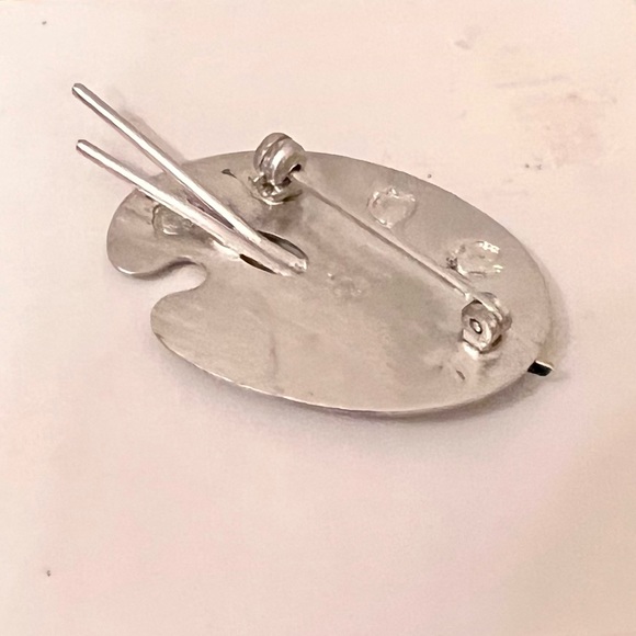 Vintage Beau Signed Sterling Silver Paint Palette Brooch Pin. Beautiful! - Picture 5 of 6